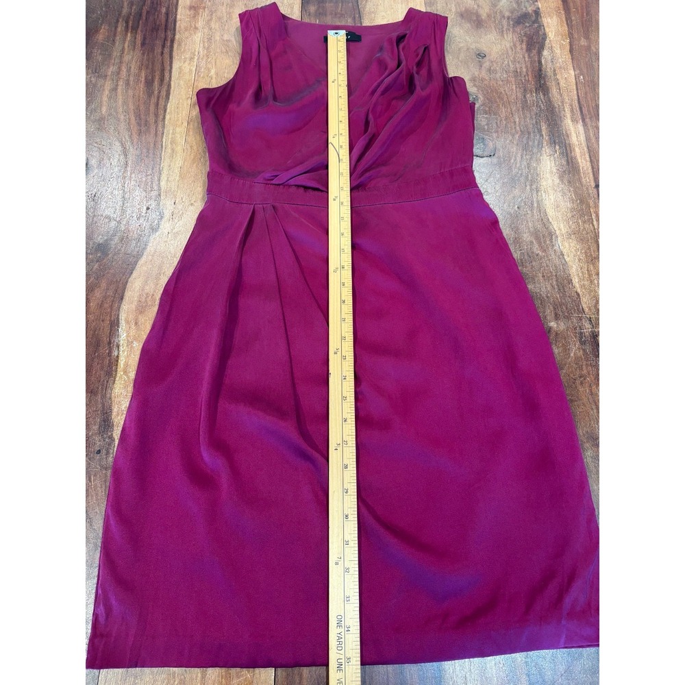 Josef bright pink 100% silk dress ruched womens' size medium party wedding guest - Picture 5 of 9